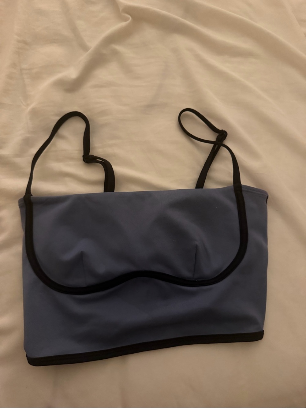ALO Yoga Periwinkle Blue Crop Tank with Black Trim